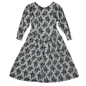 Vintage Petite Lanz Originals Rose Print Midi Dress